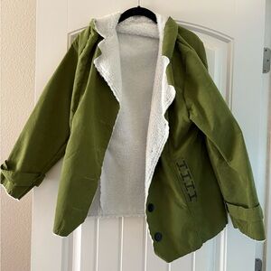 Olive Green Jacket with White Lining